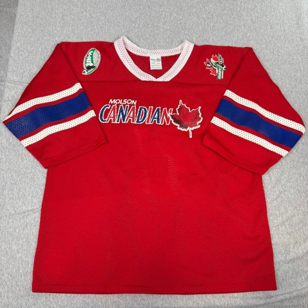 Vintage Molson Canadian Beer Athletic Knit Jersey Grey Cup 2003 Men's Size Large